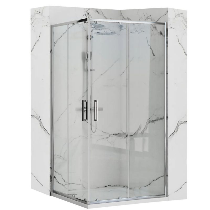 Kabina Prysznicowa Z Brodzikiem Rea Punto 80X100X190Cm Chrom + Brodzik Savoy Biały 1 Szt