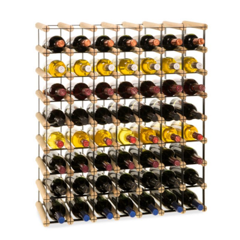 Stojak na wino MODO24 na butelki PET szafka wielki eko na 56 butelek czarny metal drewno naturalne 1 szt.