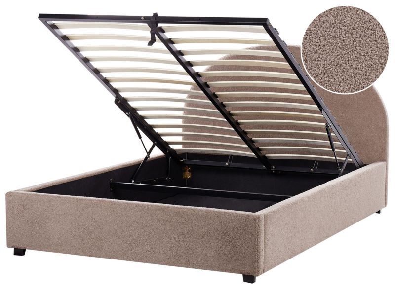 Łóżko z pojemnikiem boucle 140 x 200 cm beżowoszare Vaucluse 1 szt.