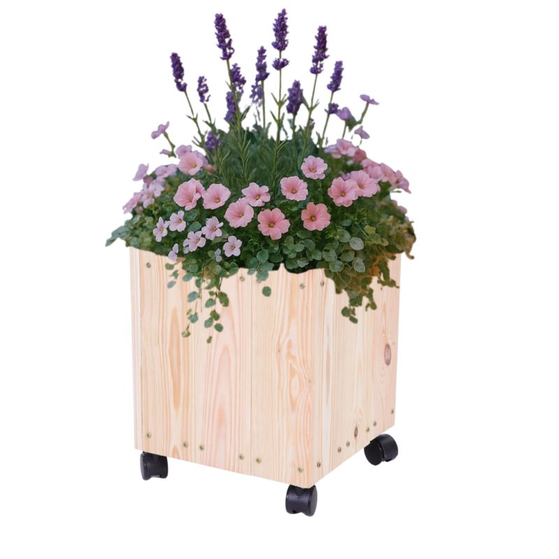 Donica drewniana MODO24 36x28x28 cm impregnowana bezbarwnie na kółkach 1 szt.
