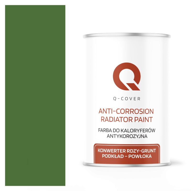 Farba do Kaloryferów Antykorozyjna Q-Cover Zielony trawiasty RAL6010 Wysoki Połysk 1L