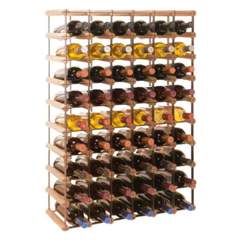 Stojak na wino MODO24 na butelki PET szafka wielki eko na 54 butelki czarny metal drewno brązowe 1 szt.