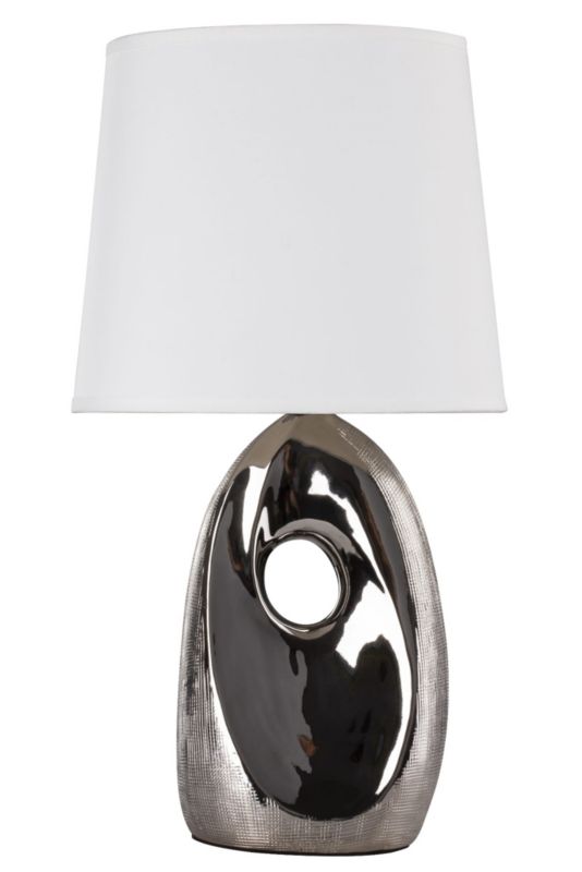 Lampa stołowa Candellux Hierro chromowana biała 1 x E27 x 60W IP20 wym: 43 x 23 x 16 cm ceramika - 1 szt.
