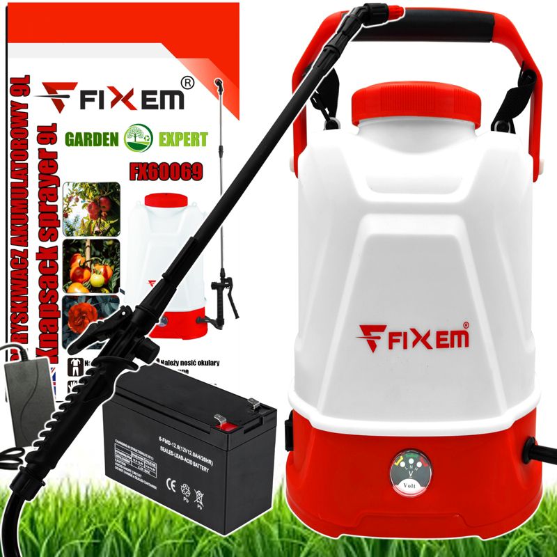 Opryskiwacz akumulatorowy Fixem elektryczny rozpylacz ciśnieniowy 9l lanca 1kpl