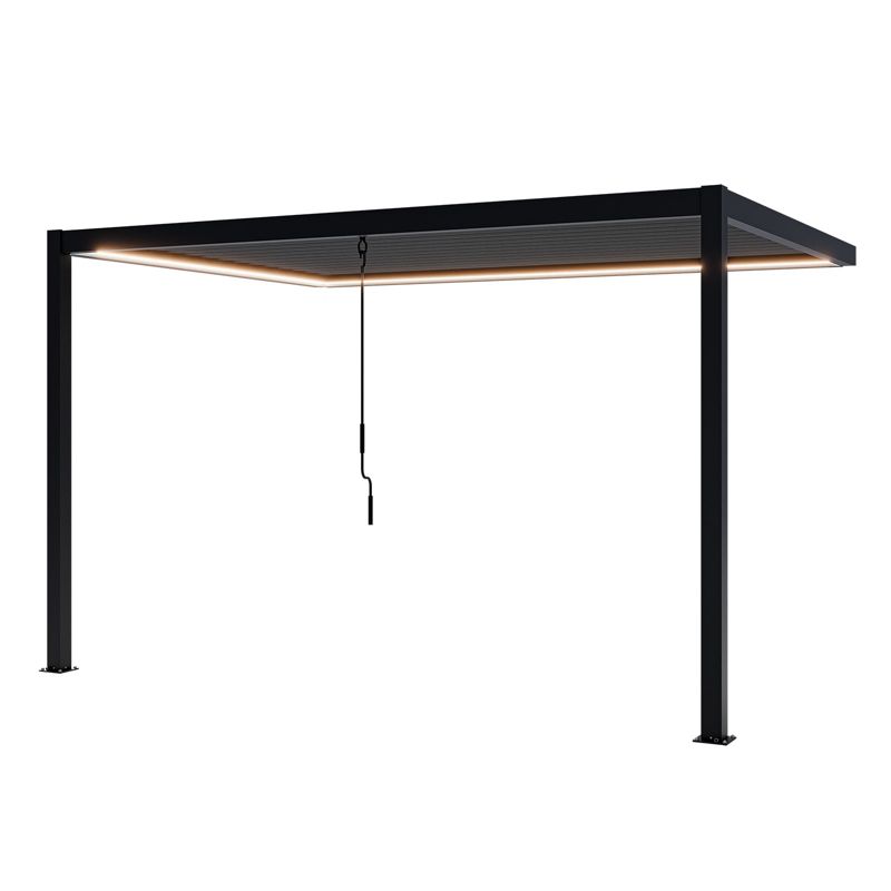 Przyścienna Pergola Ogrodowa Bioklimatyczna 100% Aluminiowa NORDVIC Skyline LED 3 x 4 m Antracyt