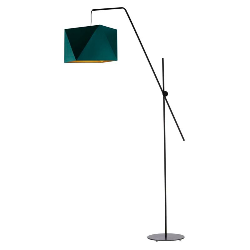 Lampa stojąca Volta Light Factory podłogowa przegubowa regulowana z abażurem butelkowa zieleń ze złotem diament MODERN 1szt.