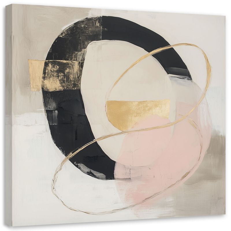 Obraz do salonu sypialni Feeby Abstrakcja Koło złote plamy farby 50x50cm 1szt