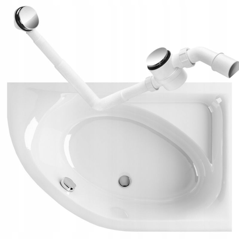 Wanna narożna asymetryczna prawa 150 x 100 cm bez obudowy z syfonem Laminart 1 szt.