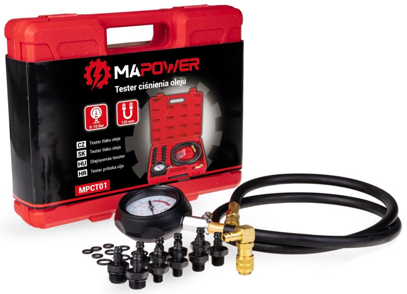 Miernik ciśnienia oleju MAPOWER 10 adapterów 1 kpl.