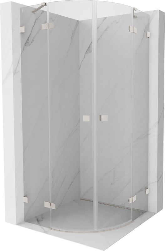 Kabina prysznicowa Mexen Lunar półokrągła uchylna 80 x 80 cm transparent nikiel szczotkowany 1 szt.