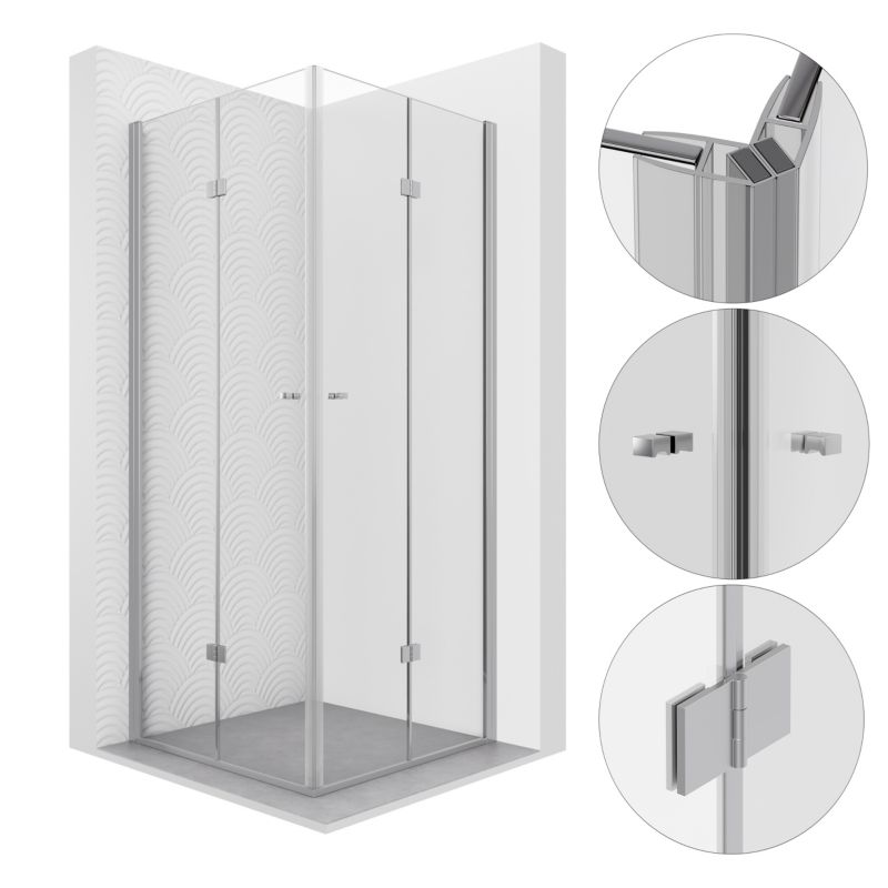 Kabina prysznicowa 80x80 kwadratowa składana IWAKI SEVANTE chrom 1 szt.