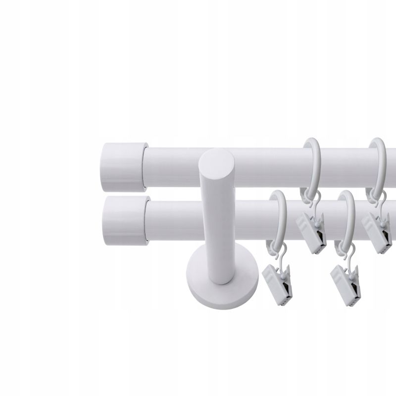 Karnisz podwójny Naokienko metalowy biały 590 cm fi 19 zaślepka premium 1 szt.