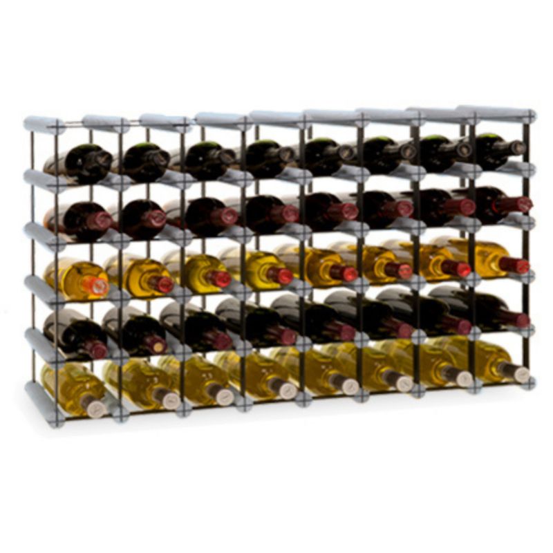 Stojak na wino MODO24 na butelki PET szafka duży eko na 40 butelek czarny metal drewno brązowe 1 szt.