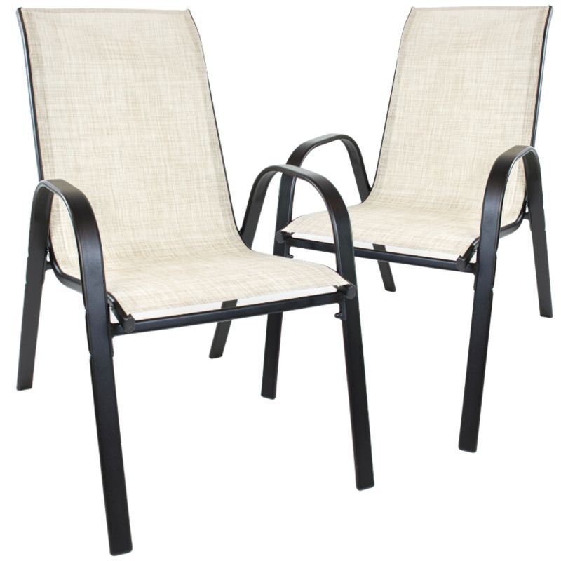 Krzesło Ogrodowe Zolta Metalowe Beżowe Z Podłokietnikami 2 Szt.