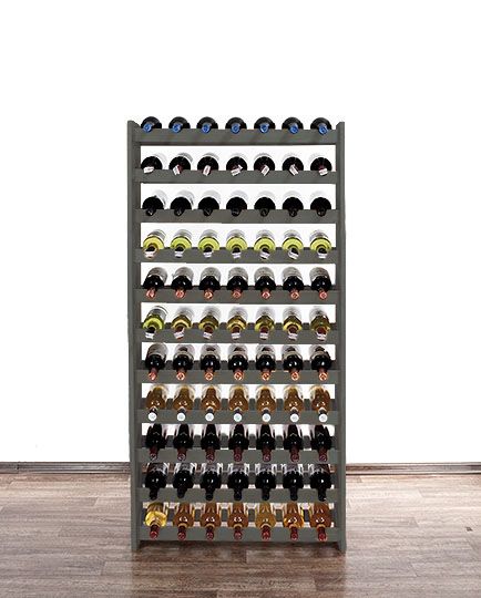 Regał na wino MODO24 drewno sosnowe 77 butelek ciemny szary 1 szt.