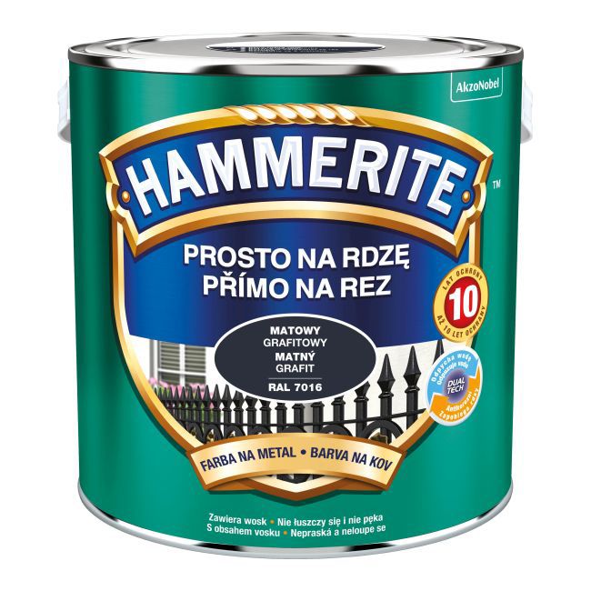 Farba do metalu Hammerite matowy grafitowy 2,5 l