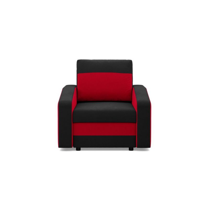 Fotel TYLETEGOTU do salonu AURELO mikrofaza czarny czerwony 1 szt