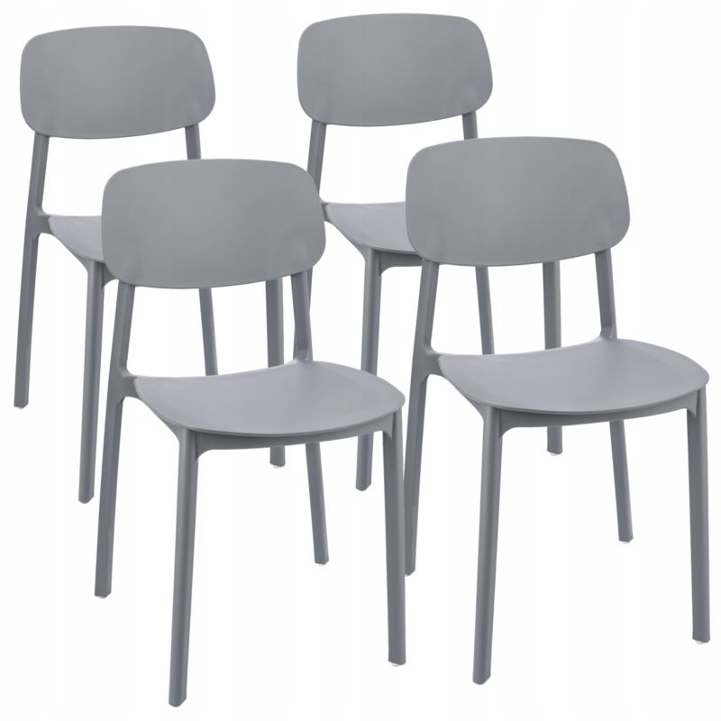 Krzesło ogrodowe JUMI plastikowe 79x40 cm szare do ogrodu na balkon taras 4 szt.