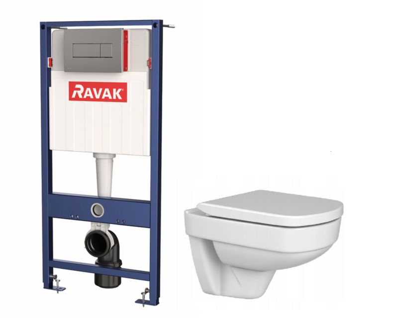 Zestaw WC miska wisząca Ravak Mero ze stelażem podtynkowym Metric przycisk chrom 1szt