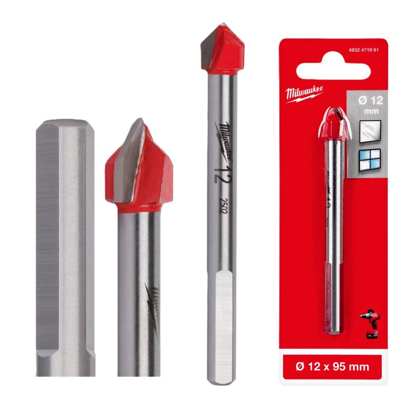 Wiertło do szkła płytek ceramiki Milwaukee średnica 12 mm dł 95 mm 1szt