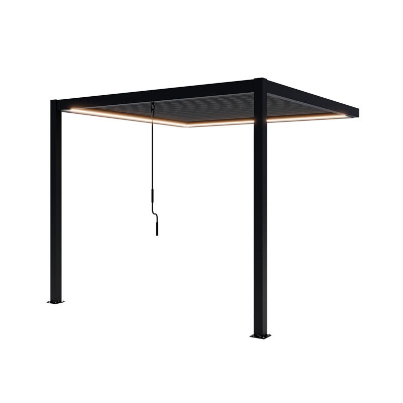 Przyścienna Pergola Ogrodowa Bioklimatyczna 100% Aluminiowa NORDVIC Skyline LED 3 x 3 m Antracyt