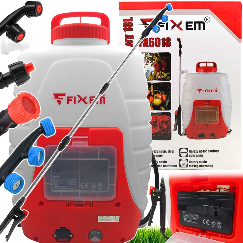 Opryskiwacz ogrodniczy Fixem 18l elektryczny akumulatorowy plecakowy długa lanca 1kpl