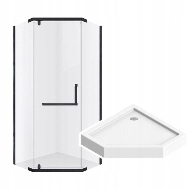 Kabina prysznicowa Durasan DIAMOND 90x90 czarna z brodzikiem zestaw