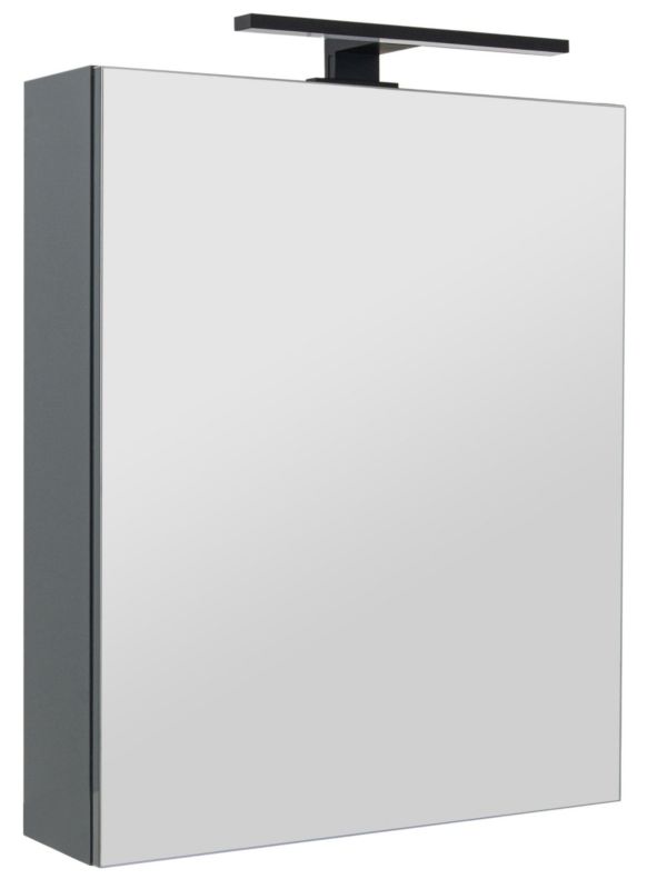 Szafka łazienkowa z lustrem MyFurni, 50 cm, antracytowa połysk, oświetlenie LED, wisząca, lustrzana, 1 kpl.