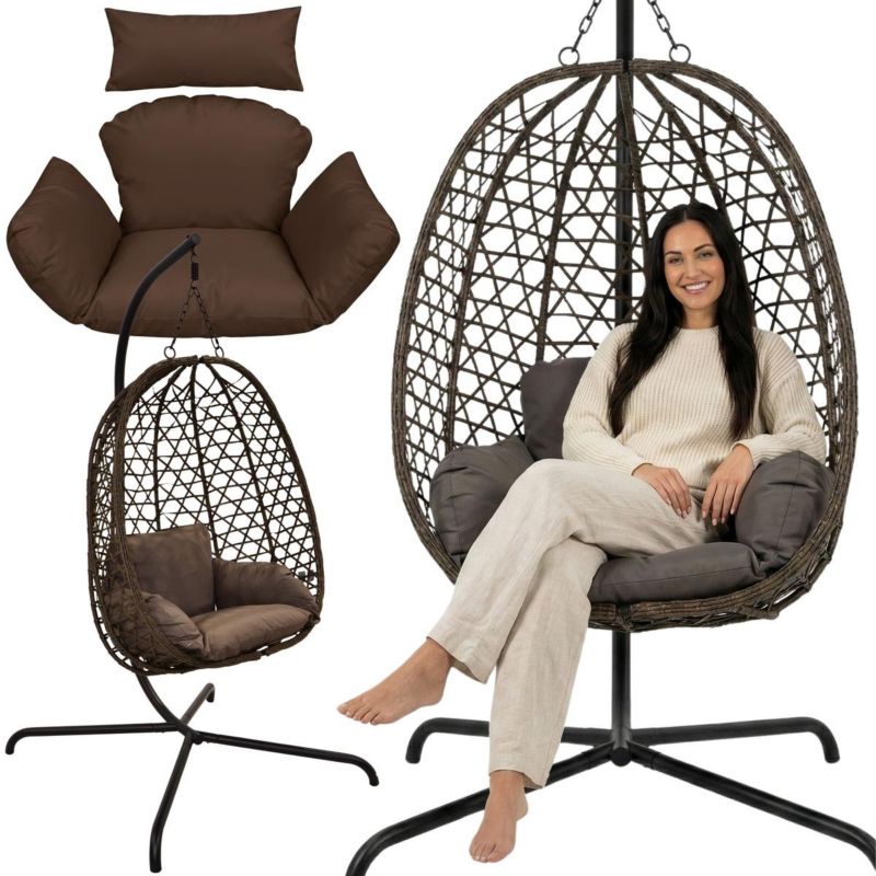 Fotel Koopman wiszący kokon ze stelażem 195cm ciemno brązowy 120kg 1szt.