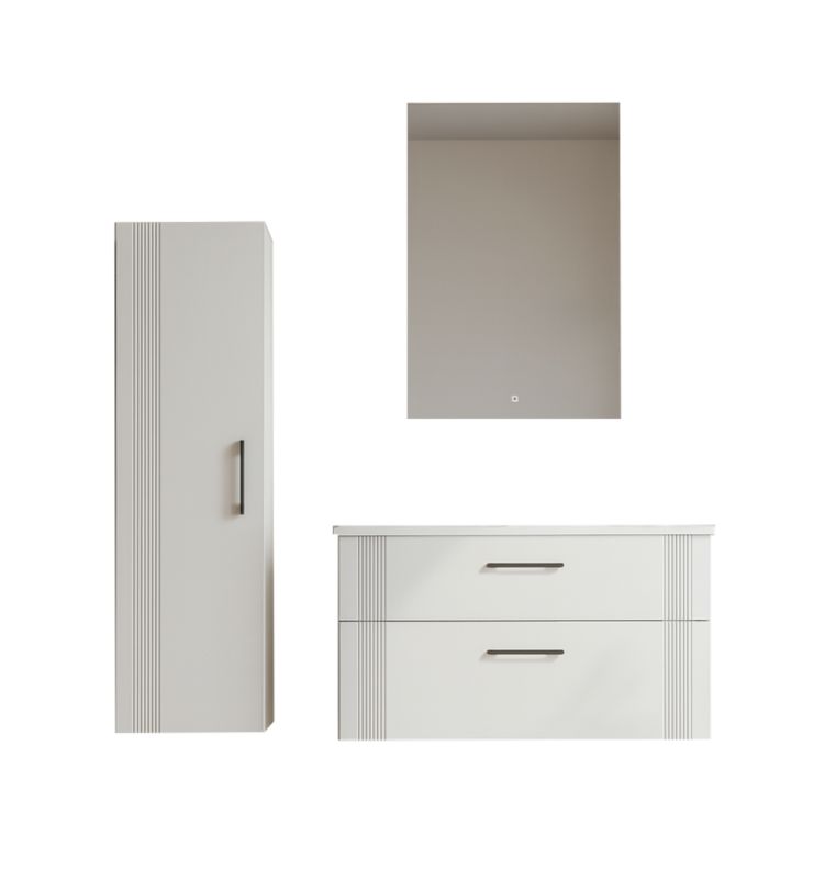 Zestaw mebli łazienkowych ORKA lustro szafka 85cm umywalka słupek BARI 1szt