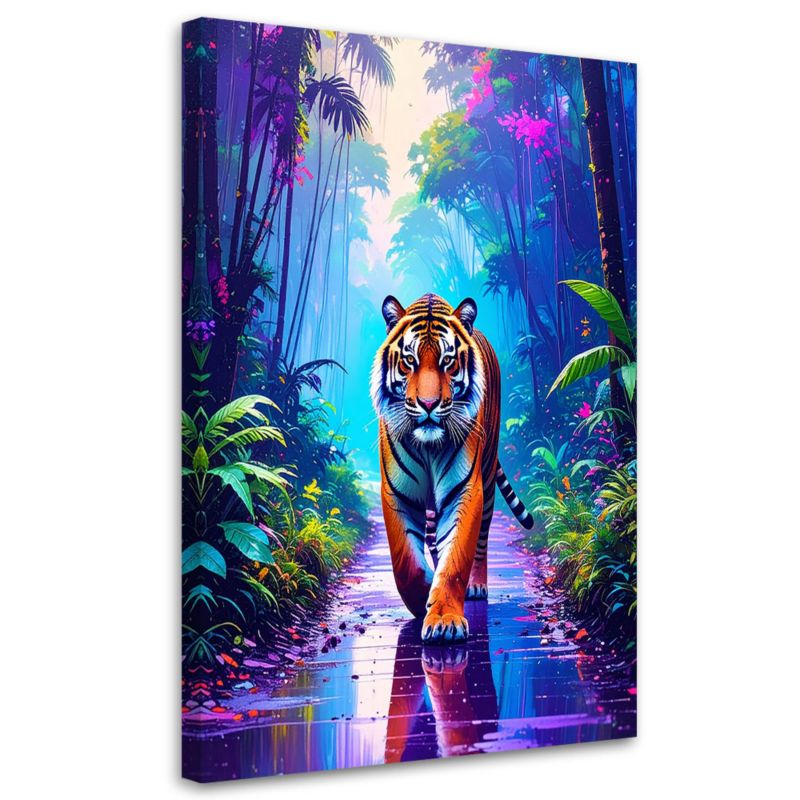 Obraz canvas do salonu biura Feeby Tygrys na drodze Dżungla 40x60cm 1szt