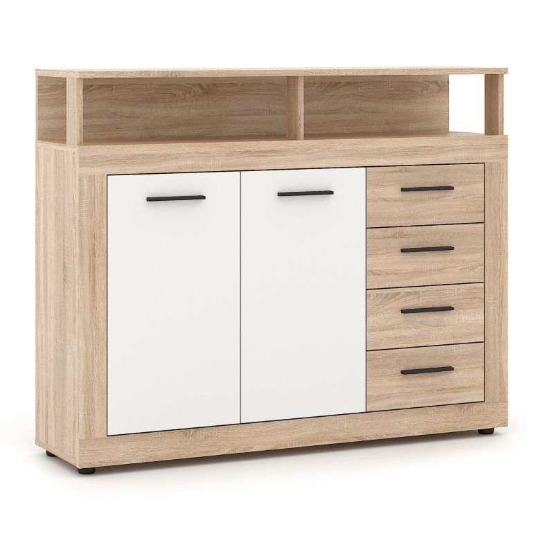 Komoda Mebel Elite z Szufladami Do Salonu Przedpokoju Drewniana Dąb Biały BLAGO 120 cm 1 szt.