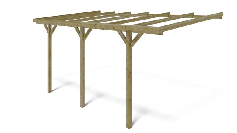 Carport Wiata garażowa ALTANKA 3x5,24 m - 15 m2 - montowany do ściany budynku, drewniana, 1szt.