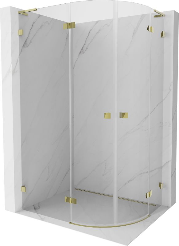 Kabina prysznicowa Mexen Lunar L półokrągła uchylna lewa 100 x 90 cm transparent złota 1 szt.
