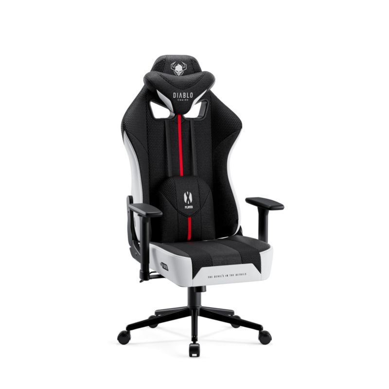 Fotel gamingowy biurowy materiałowy Small Diablo X-Player 2.0 biało-czarny 1 szt