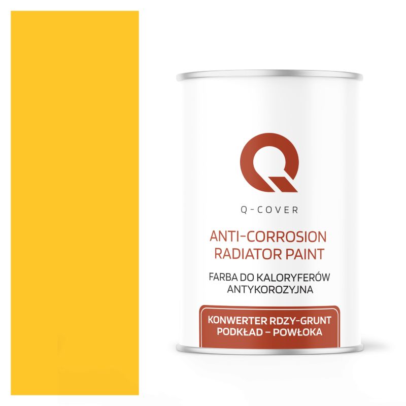 Farba do Kaloryferów Antykorozyjna Q-Cover Żółty ostrzegawczy RAL1023 Półmat 1L