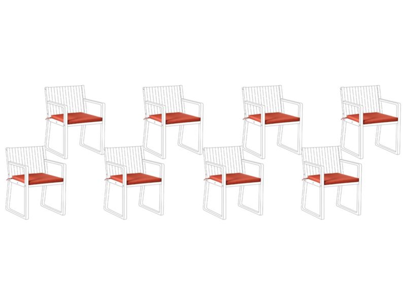 Zestaw 8 poduszek na krzesło ogrodowe Sassari premium 46 x 46 cm Czerwony 1 kpl