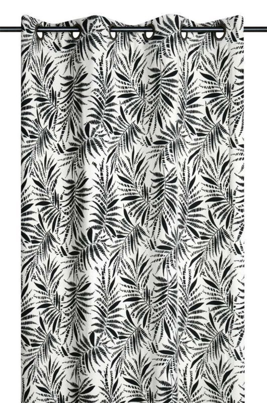 Zasłona ZIANA STOF 140x260 cm czarne liście zaciemniająca bawełniana1 szt.