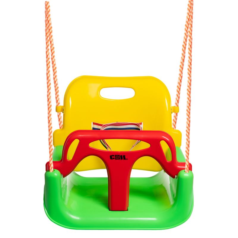 Huśtawka dla dzieci ogrodowa Coil fotel wiszący mocna kubełkowa 3w1 pasy zielona 1szt