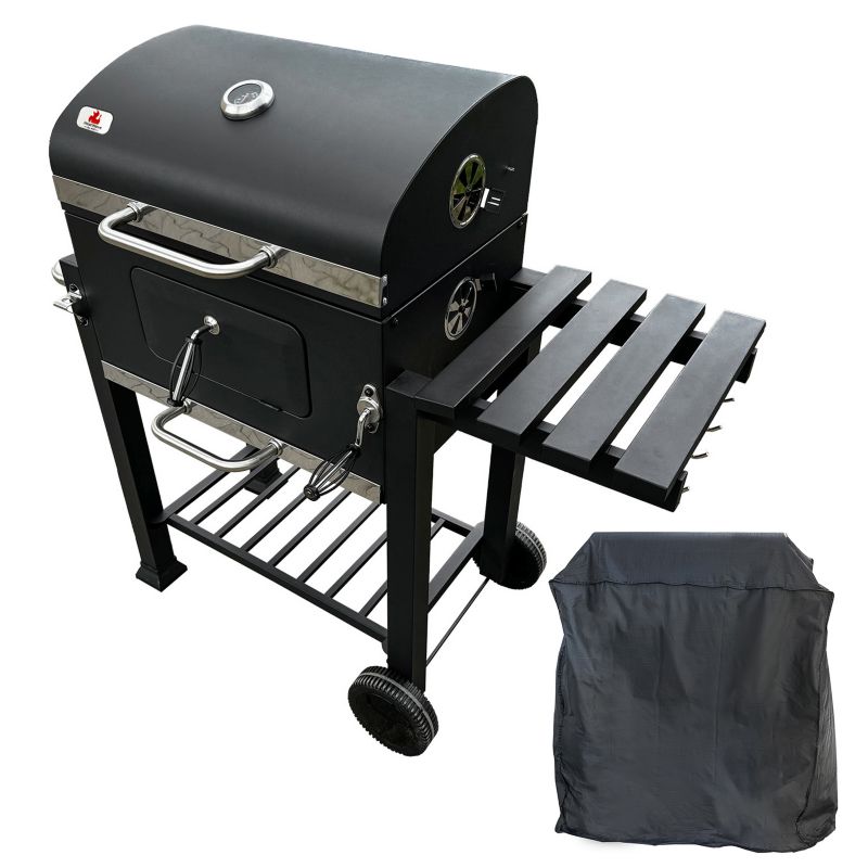 Duży grill węglowy 4iQ Group 113,5x50x107cm ogrodowy z pokrywą oraz pokrowcem 1szt.