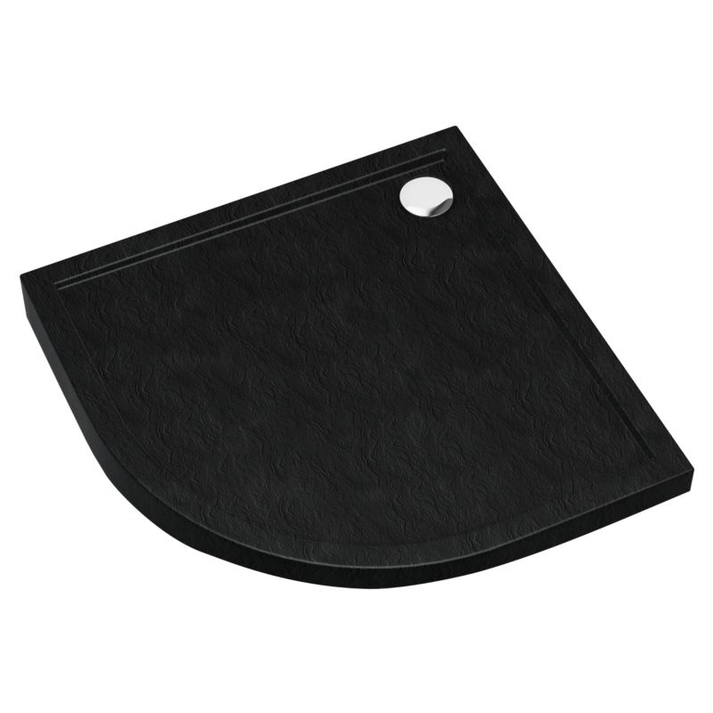 Brodzik półokrągły Schedpol Atla 90 x 90 x 4 cm czarny strukturalny