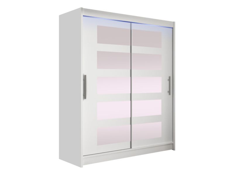 Szafa MIRJAN 24 z drzwiami przesuwnymi Presto V z oświetleniem RGB biały/lustro 1 szt.