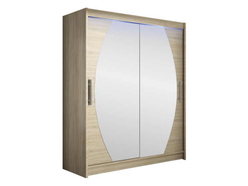 Szafa MIRJAN 24 z drzwiami przesuwnymi Presto VIII z oświetleniem RGB dąb sonoma/lustro 1 szt.