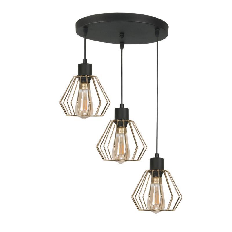 Lampa wisząca EDYLIT sufitowa zwis kaskada LED do salonu klosz druciany loft 3xE27 GIRO 14-307 1 szt.