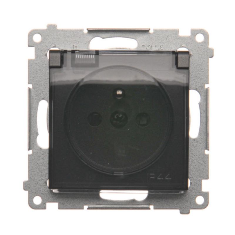 Gniazdo Pojedyncze 1X Simon 54 Antracytowe z Klapką 1 szt.