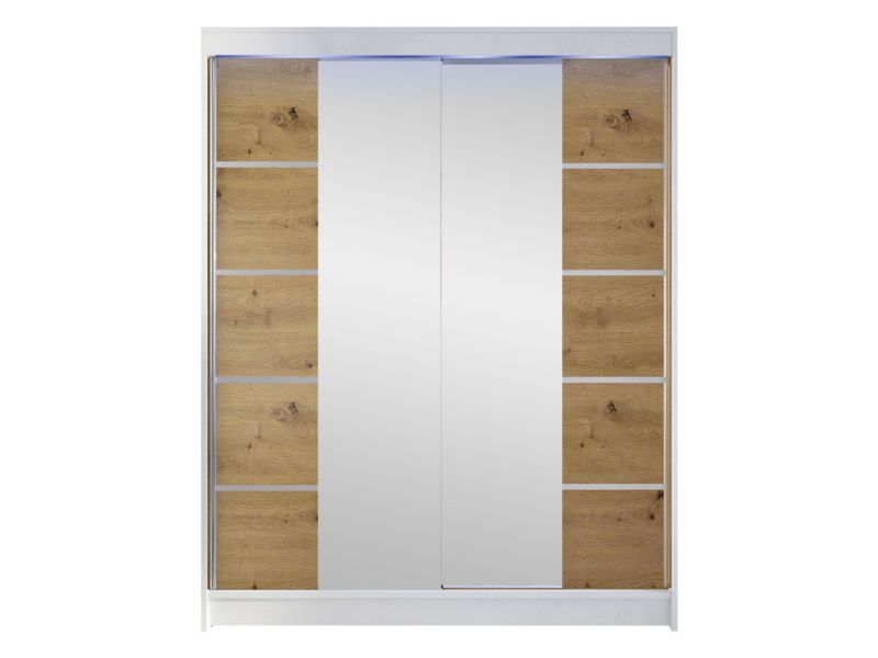 Szafa MIRJAN 24 z drzwiami przesuwnymi Camino V z oświetleniem RGB biały/dąb artisan 1 szt.