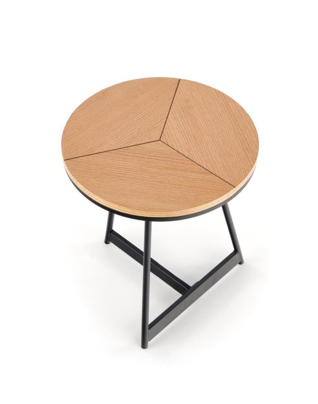 Stolik kawowy Annaba S okrągły dębowy INTESI loftowy nowoczesny 45 cm do salonu 1 szt.