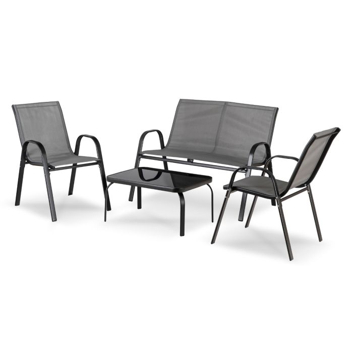 Zestaw Mebel Elite Mebli Ogrodowych Na Taras Ogród Komplet Textilene Szary MINNESOTA 1 kpl.