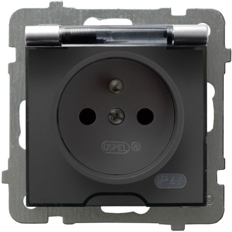 Gniazdo pojedyncze Ospel As IP44 srebrne