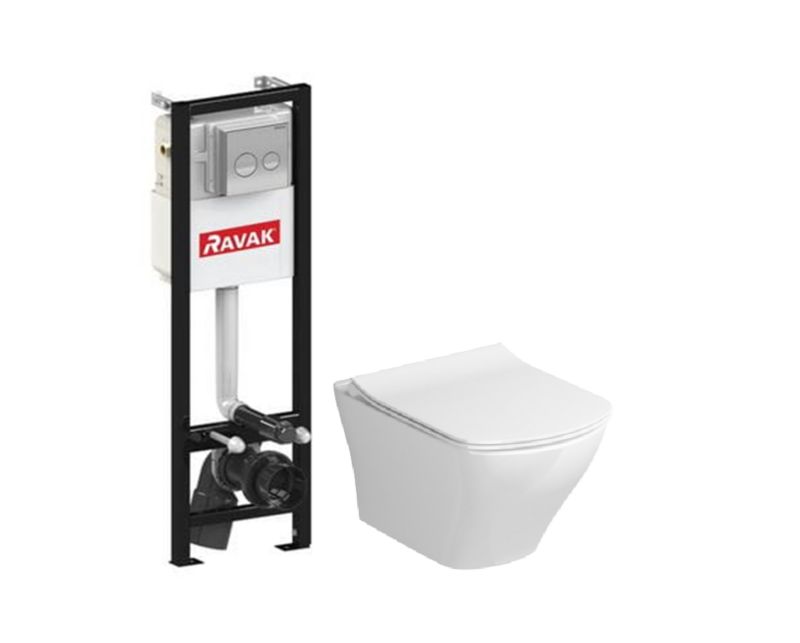 Zestaw WC miska wisząca Ravak Varii ze stelażem podtynkowym Slim przycisk chrom 1 szt.